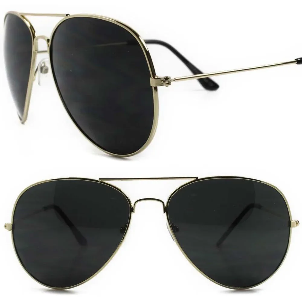 Top Gun Inspired Classic Retro 80s Air Force Gold & Black Mens Womens Sunglasses